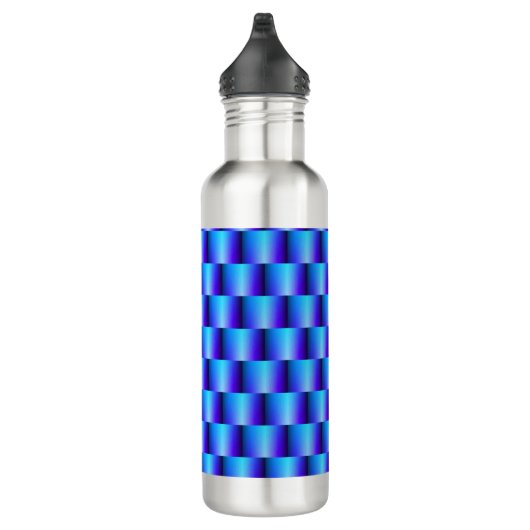 Blue Metallic Abstrakt Basket Weave Elegante Chic Edelstahlflasche (Rechts)