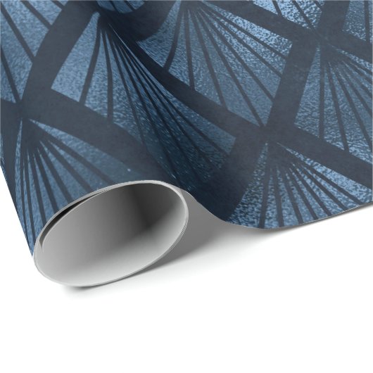 Blue Metallic Abstrakt Elegante Chic Gift Geschenkpapier (Rolleneckpunkt)