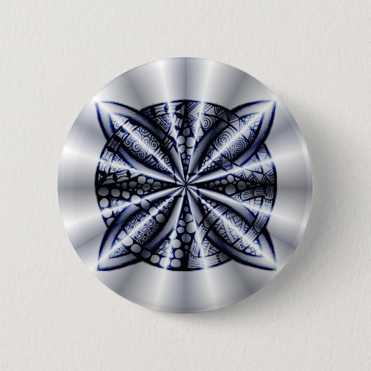 Blue Metallic Celtic Knot Original Art Button (Vorderseite)