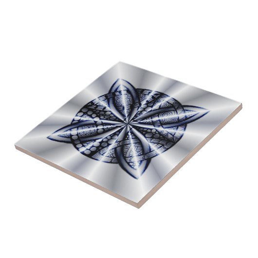 Blue Metallic Celtic Knot Original Art Fliese (Seite)
