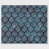 Blue Metallic. Damask Elegant Chic Weihnachten Geschenkpapier (Flach)