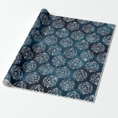 Blue Metallic. Damask Elegant Chic Weihnachten Geschenkpapier (Ungerollt)