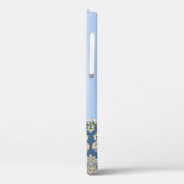 Blue Metallic Damask, Satin, Personalisierter Case (Rückseite / Links)