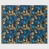 Blue Metallic Elegant Moderner Leopard Geschenkpapier (Flach)