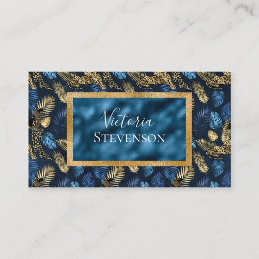 Blue Metallic Elegante Moderne Visitenkarte (Vorderseite)