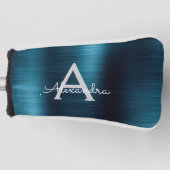 Blue Metallic Foil Monogram Add your name Golf Headcover (Vorderseite)