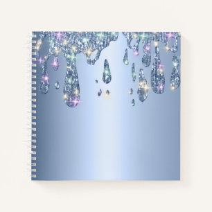 Blue Metallic Glitzer Tropfen Sparkle Bling Notizblock