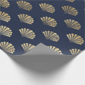 Blue Metallic Gold Muscheln Meerjungfrau Geschenkpapier (Ecke)
