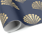 Blue Metallic Gold Muscheln Meerjungfrau Geschenkpapier (Rolleneckpunkt)