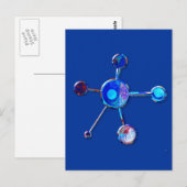 Blue Metallic Molecule Postkarte (Vorne/Hinten)
