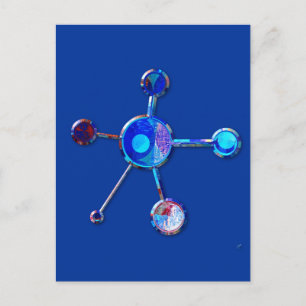 Blue Metallic Molecule Postkarte