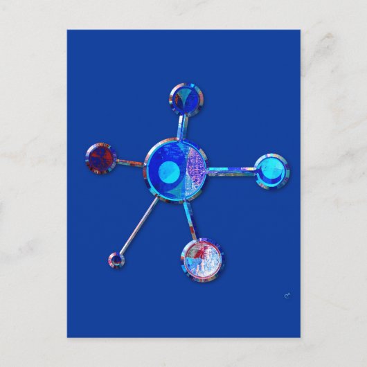 Blue Metallic Molecule Postkarte (Vorderseite)