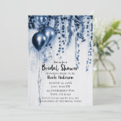 Blue Metallic Party Balloons Ivy Brautparty Einladung (Stehend Vorderseite)