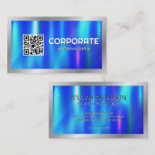 Blue Metallic | QR-Code | Unternehmen Visitenkarte (Vorne/Hinten)