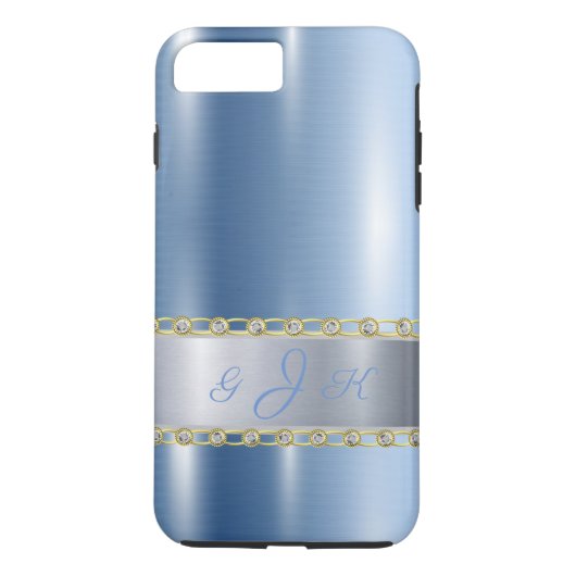 Blue Metallic, Rhinestones Personalisiert Case-Mate iPhone Hülle (Rückseite)