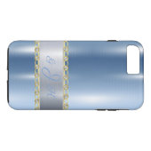 Blue Metallic, Rhinestones Personalisiert Case-Mate iPhone Hülle (Rückseite (Horizontal))