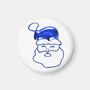 Blue Metallic Santa Face Weihnachten Magnet
