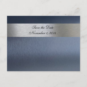Blue Metallic Save the Date Ankündigungspostkarte