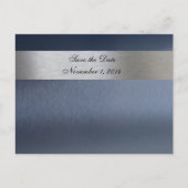 Blue Metallic Save the Date Ankündigungspostkarte (Vorderseite)