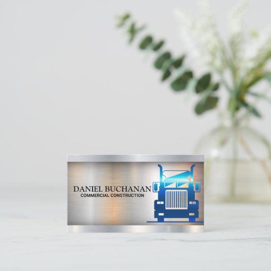 Blue Metallic Semi Truck Visitenkarte (Stehend Vorderseite)