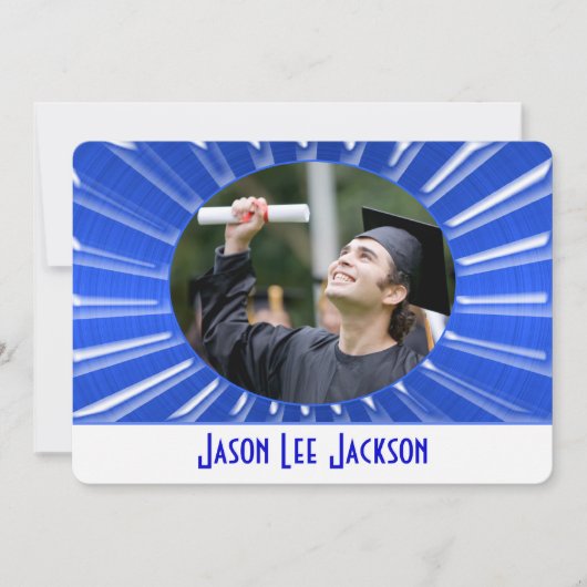 Blue Metallic Sunburst Einladung (Vorderseite)