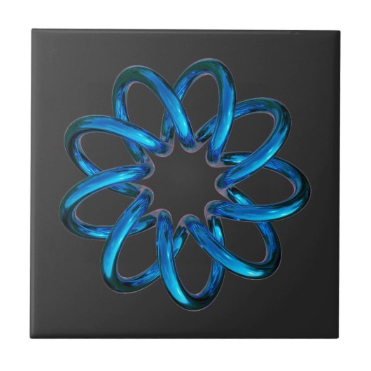 Blue Metallic Torus Knot Fliese (Vorderseite)