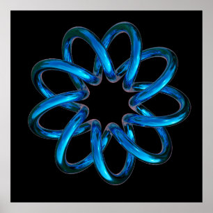 Blue Metallic Torus Knot Poster