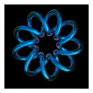 Blue Metallic Torus Knot Poster