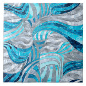 Blue Metallic Wavy Abstrakt Fliese (Vorderseite)