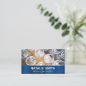 Blue Metallic Wine Glasses Top View Visitenkarte (Stehend Vorderseite)