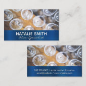 Blue Metallic Wine Glasses Top View Visitenkarte (Vorne/Hinten)