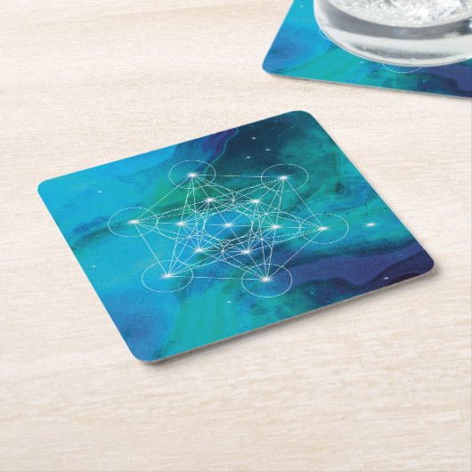 Blue Métatron, sakraler geometrischer Rechteckiger Pappuntersetzer (angewinkelt)