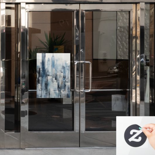 Blue Metropolis Fensteraufkleber (Büro Tür)