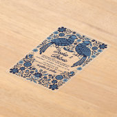 Blue Mexican Birds Otomi Floral Fiesta Wedding Acryleinladungen (Ablage )