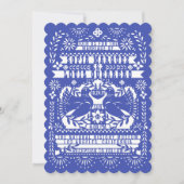 Blue Mexican Fantail Doves Papel Picado Wedding Einladung (Vorderseite)