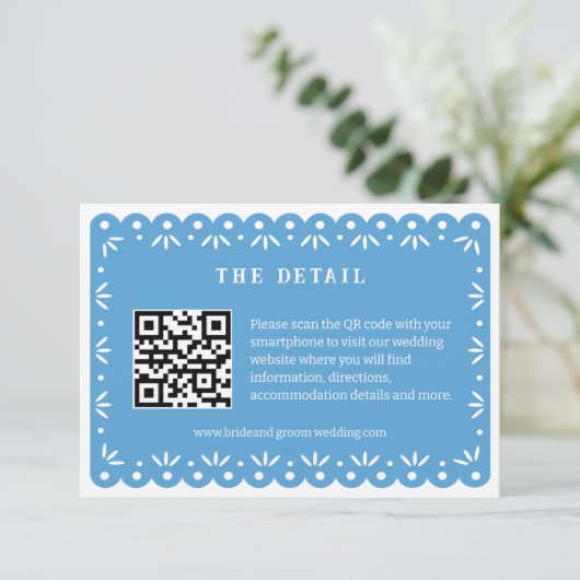 BLUE MEXICAN PAPEL PICADO ENCLOUSURE CARD (Stehend Vorderseite)