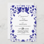 Blue Mexican Talavera Engagement Party Einladung (Vorderseite)
