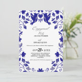 Blue Mexican Talavera Engagement Party Einladung (Stehend Vorderseite)