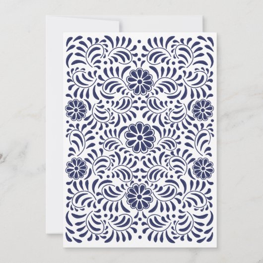 Blue Mexican Talavera Hochzeit Einladung (Rückseite)