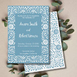 Blue Mexican Talavera Hochzeit Einladung<br><div class="desc">Schöne Hochzeitsmuster,  mexikanische Talavera-Muster,  Muster von Blume</div>