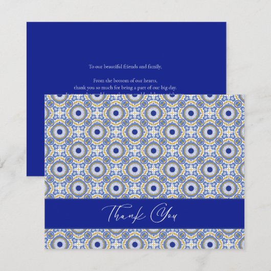 Blue Mexican Talavera Spanish Wedding Danke (Vorne/Hinten)