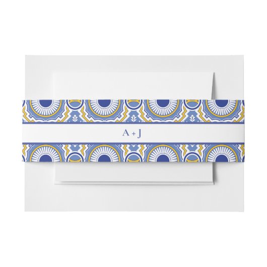 Blue Mexican Talavera Spanish Wedding Einladungsbanderole (Vorderseite Beispiel)