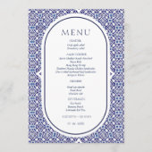 Blue Mexican Talavera Spanish Wedding Menükarte (Vorderseite)
