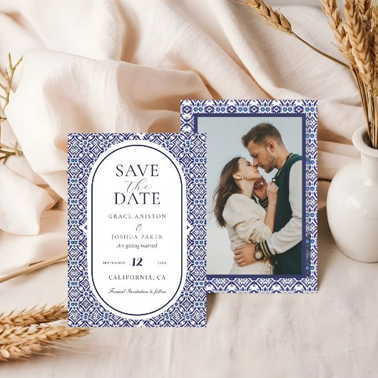 Blue Mexican Talavera Spanish Wedding Save The Date
