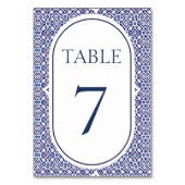Blue Mexican Talavera Spanish Wedding Tischnummer (Vorderseite)