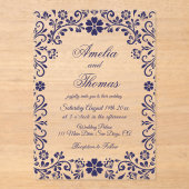 Blue Mexican Timeless Wedding  Acryleinladungen (Vorderseite)