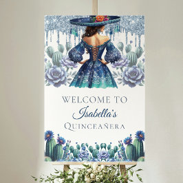 Blue Mexico Style Quinceañera Custom Willkommen Poster