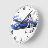 Blue Miata Clock Runde Wanduhr (Winkel)