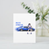 Blue Miata - mit Animateurin Postkarte (Stehend Vorderseite)