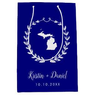 Blue Michigan Map Wedding Welcome Swag Mittlere Geschenktüte